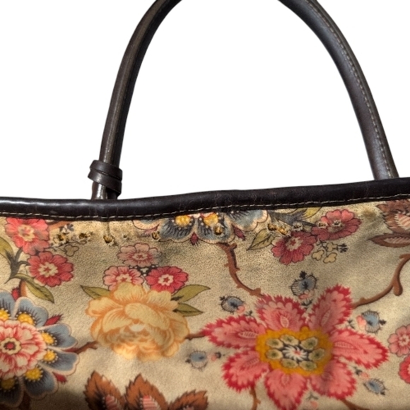 Vintage Brighton Woven Straw Beige & Brown Leather Shoulder Tote Bag - Picture 4 of 11